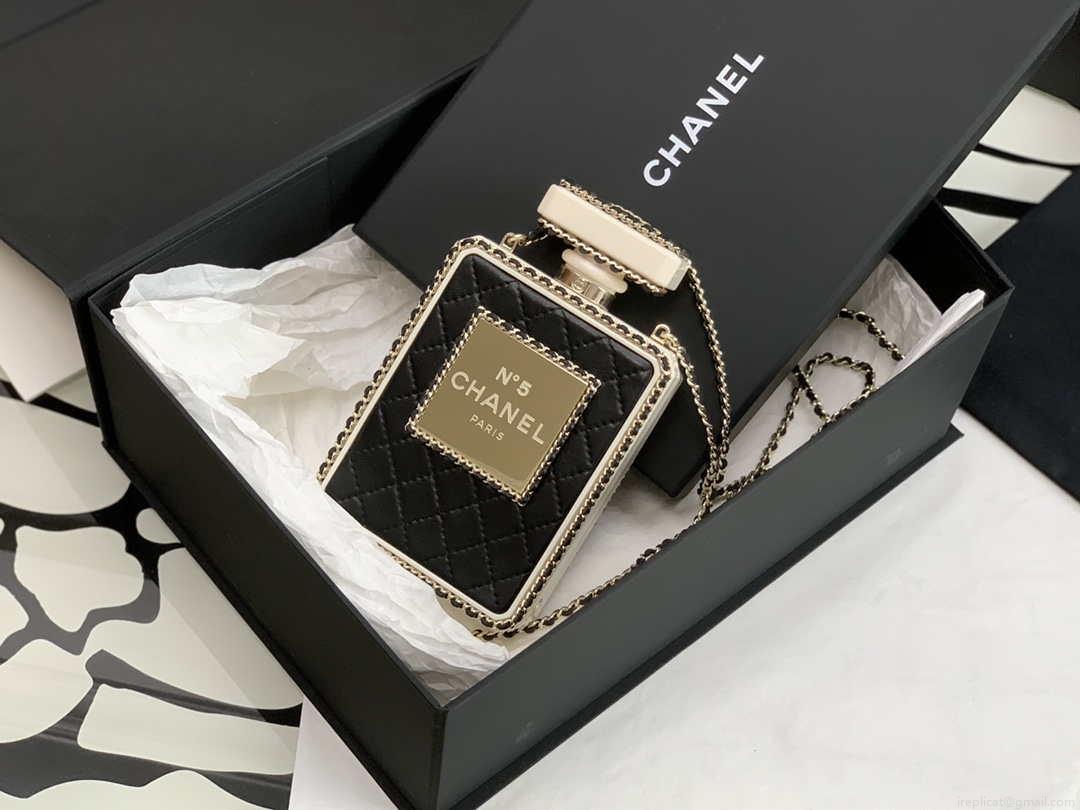 Chanel AS3264 Evening Bag Lambskin Plexi gold Black