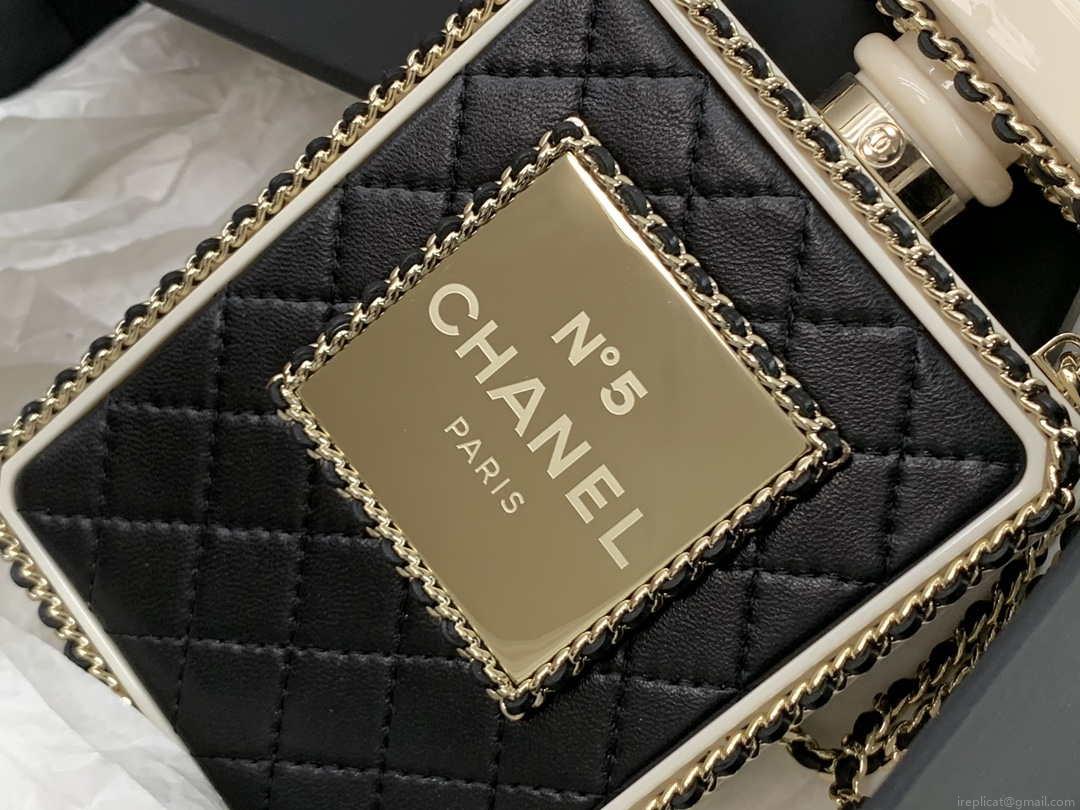 Chanel AS3264 Evening Bag Lambskin Plexi gold Black
