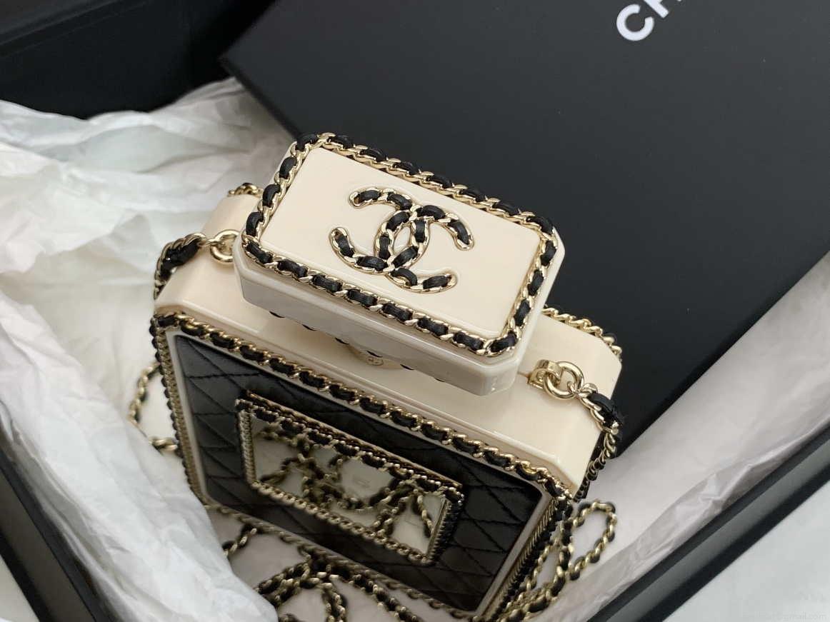 Chanel AS3264 Evening Bag Lambskin Plexi gold Black