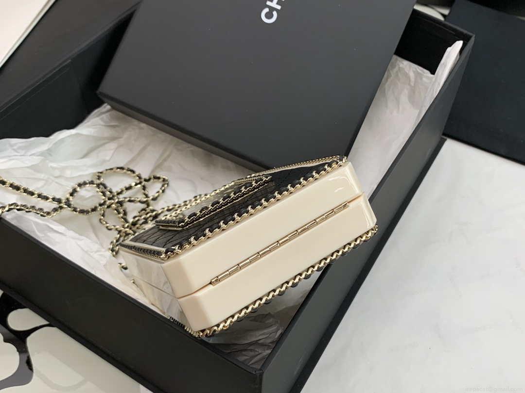 Chanel AS3264 Evening Bag Lambskin Plexi gold Black