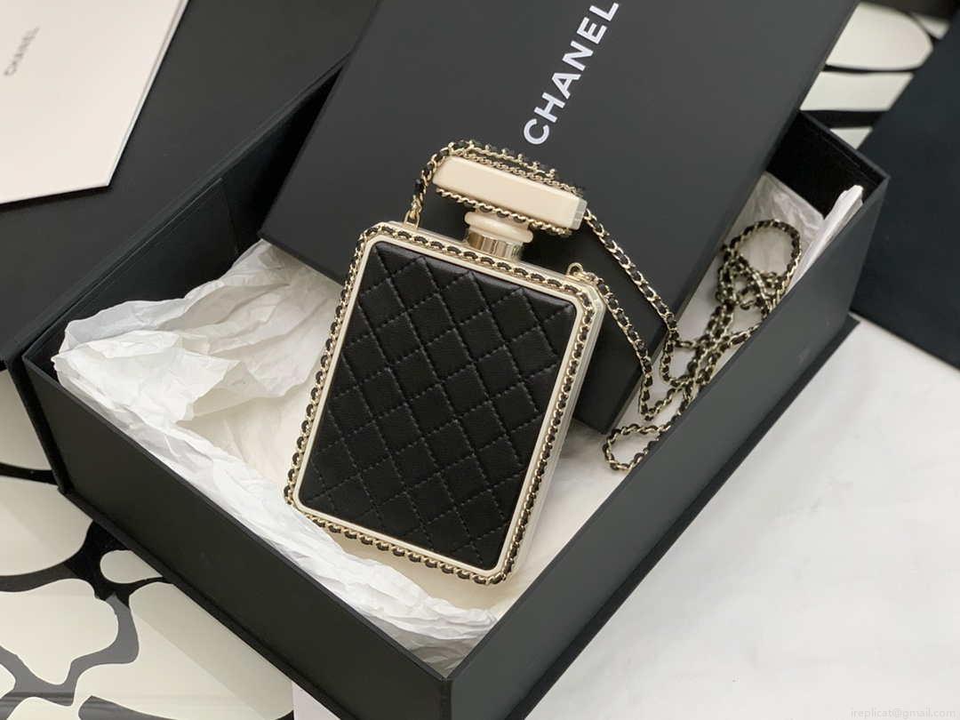 Chanel AS3264 Evening Bag Lambskin Plexi gold Black