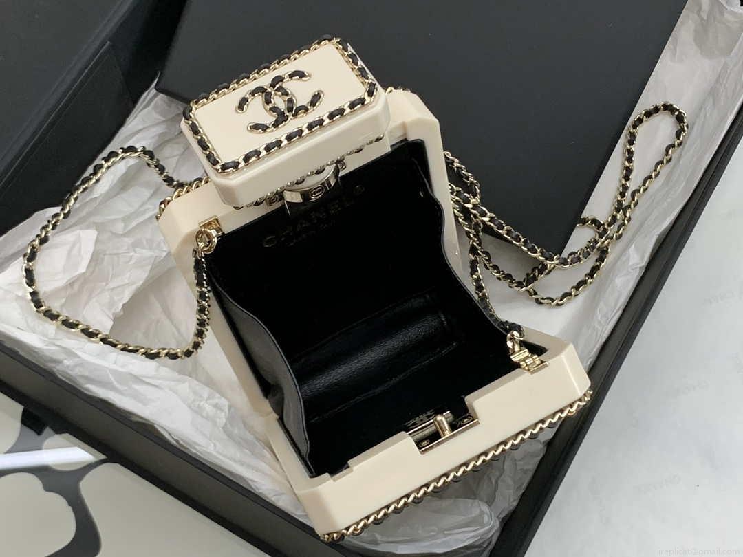 Chanel AS3264 Evening Bag Lambskin Plexi gold Black