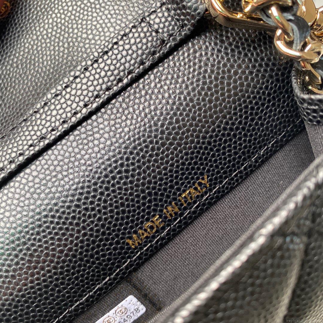 Chanel Phone Airpods Pro Case with Chain Grained Shiny AP2740 black