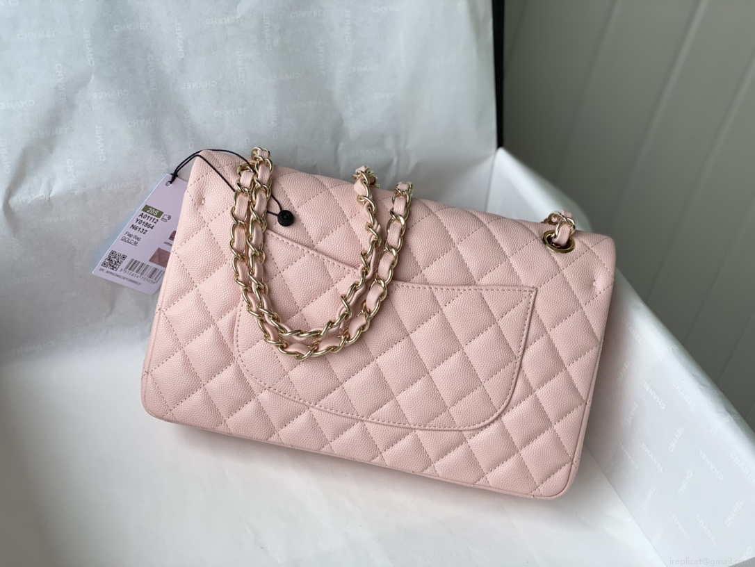 Chanel A01112 Flap Handbag Classic bag Grained shiny Calfskin gold Pink