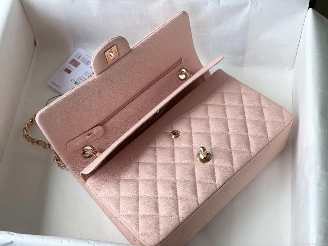 Chanel A01112 Flap Handbag Classic bag Grained shiny Calfskin gold Pink