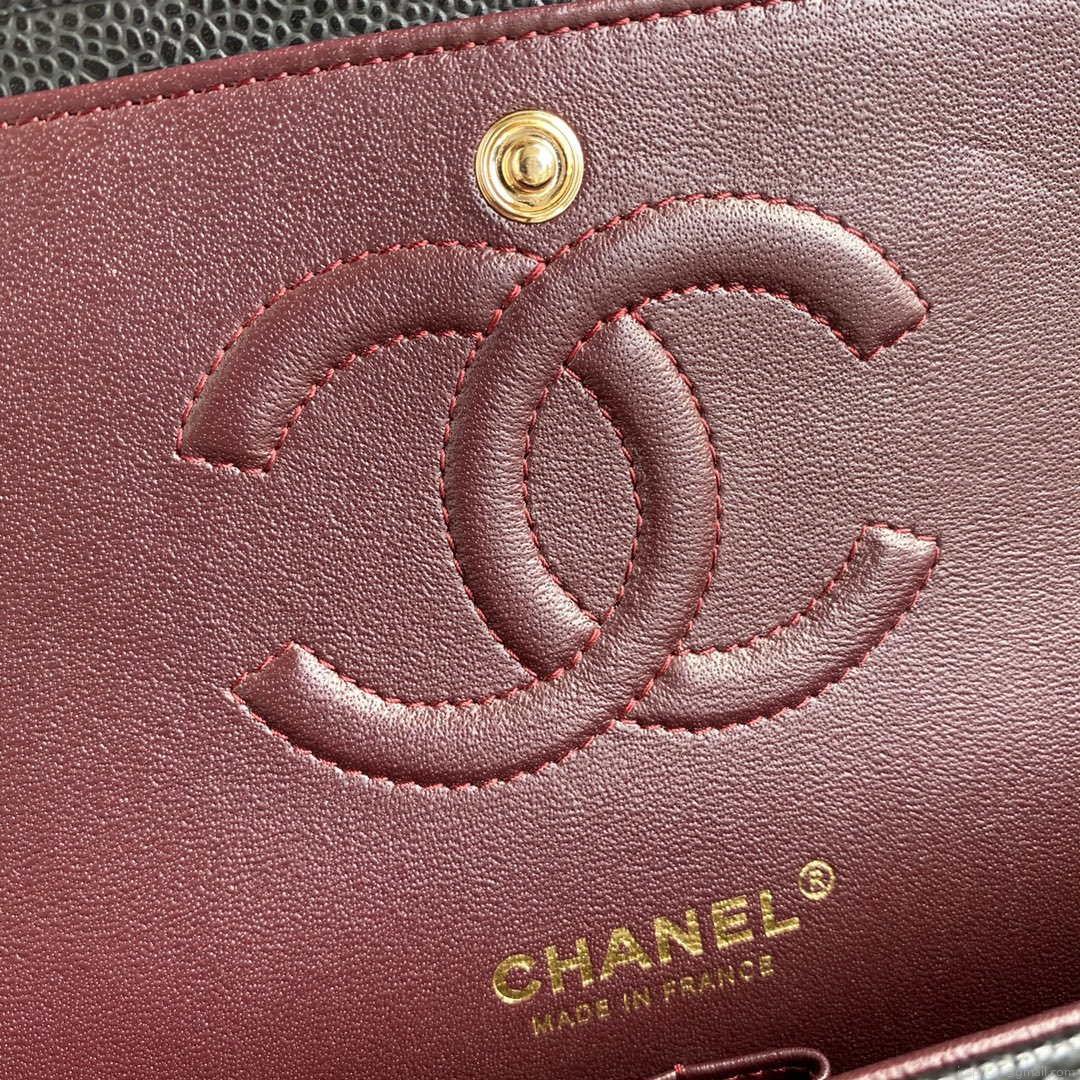 Chanel A01112 Flap Handbag Classic bag Grained shiny Calfskin Black Gold