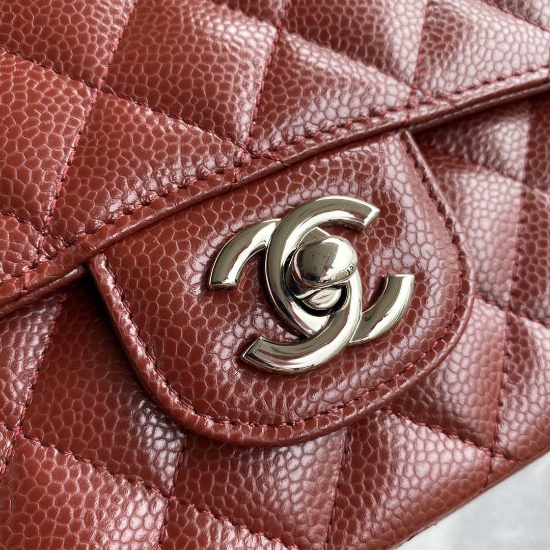 Chanel A01112 Flap Handbag Classic bag Grained shiny Calfskin Wine Red