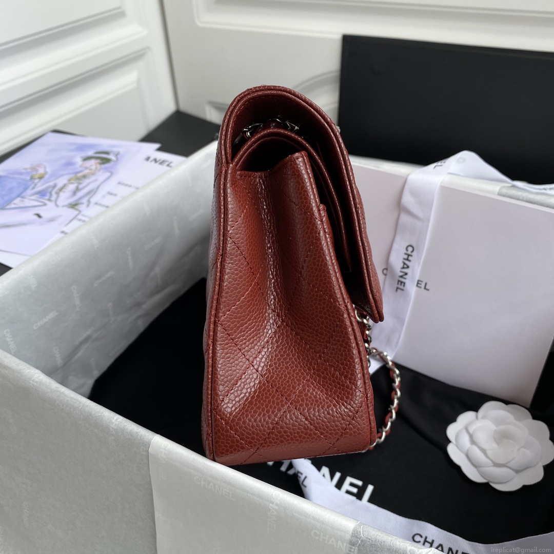 Chanel A01112 Flap Handbag Classic bag Grained shiny Calfskin Wine Red