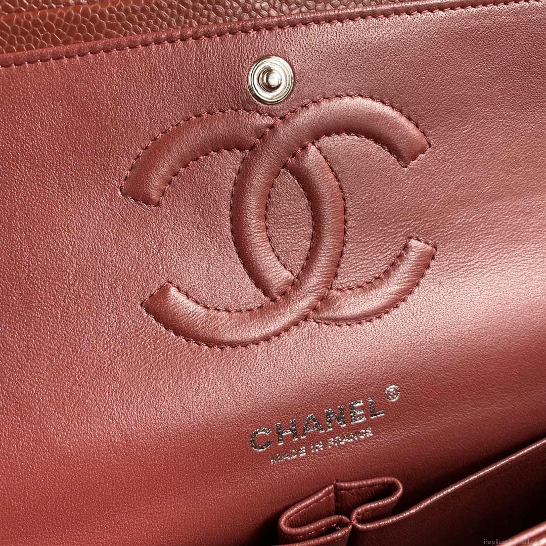 Chanel A01112 Flap Handbag Classic bag Grained shiny Calfskin Wine Red