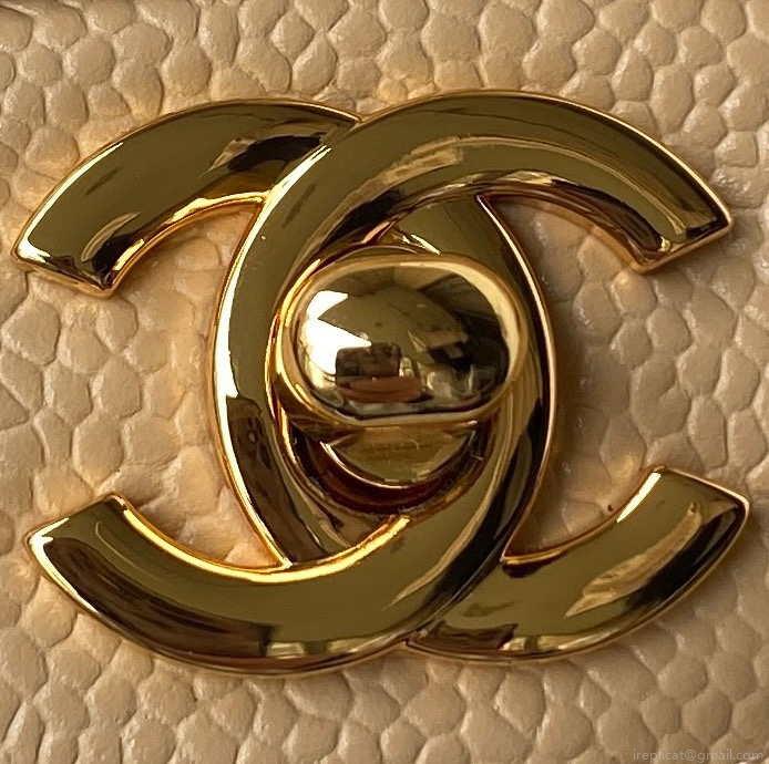 Chanel A01112 Flap Handbag Classic bag Grained shiny Calfskin Tan Gold