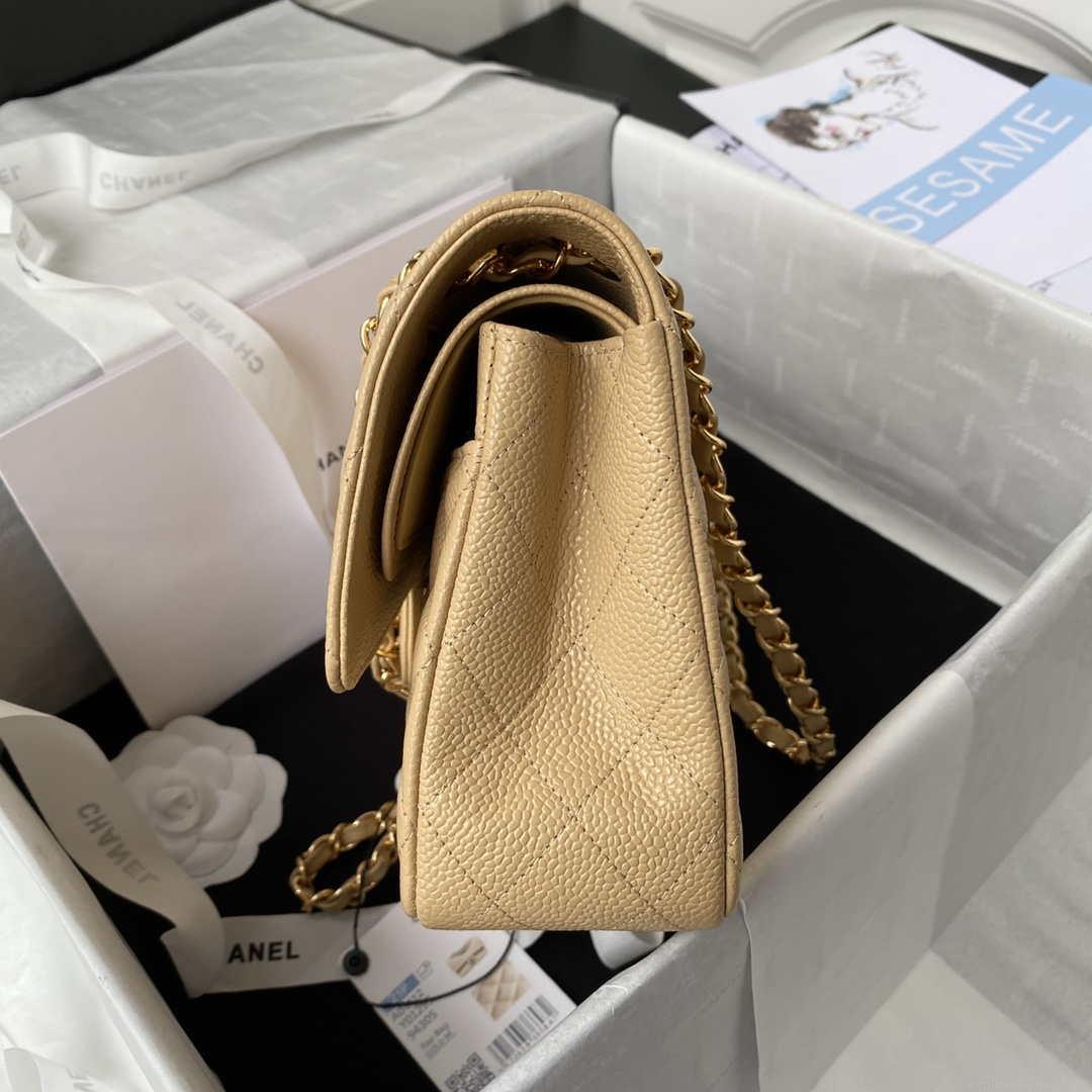 Chanel A01112 Flap Handbag Classic bag Grained shiny Calfskin Tan Gold
