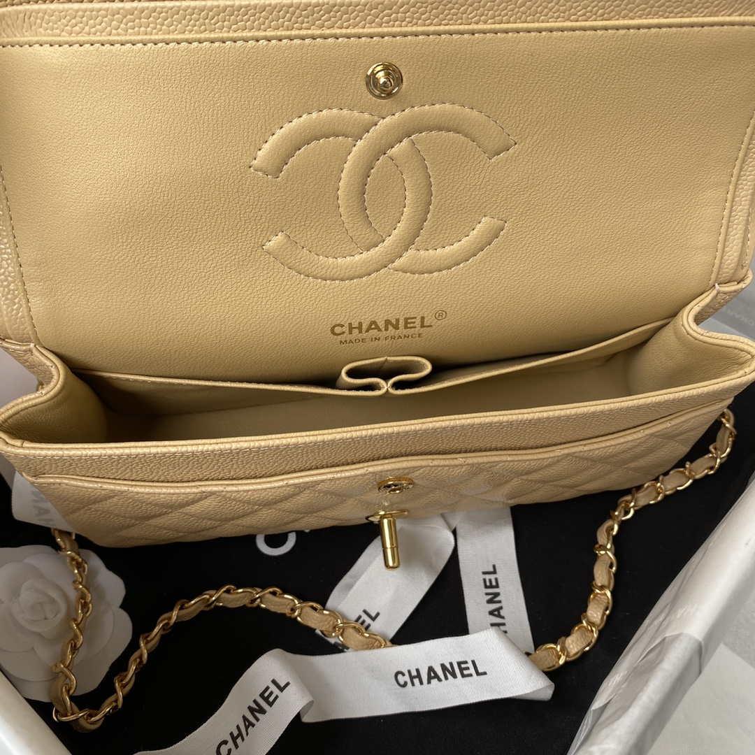 Chanel A01112 Flap Handbag Classic bag Grained shiny Calfskin Tan Gold