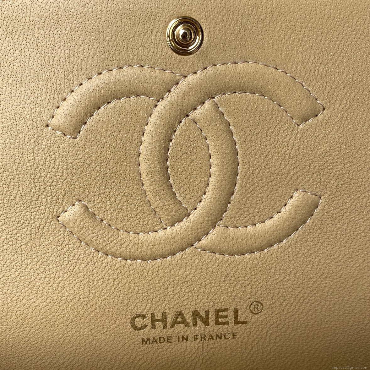 Chanel A01112 Flap Handbag Classic bag Grained shiny Calfskin Tan Gold