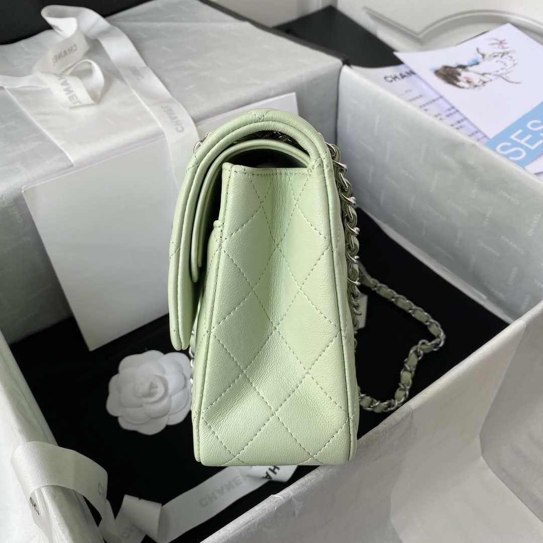 Chanel A01112 Flap Handbag Classic Bag Lambskin Light Green Silver