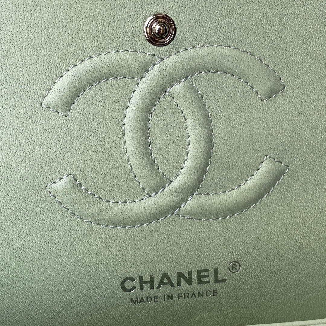 Chanel A01112 Flap Handbag Classic Bag Lambskin Light Green Silver