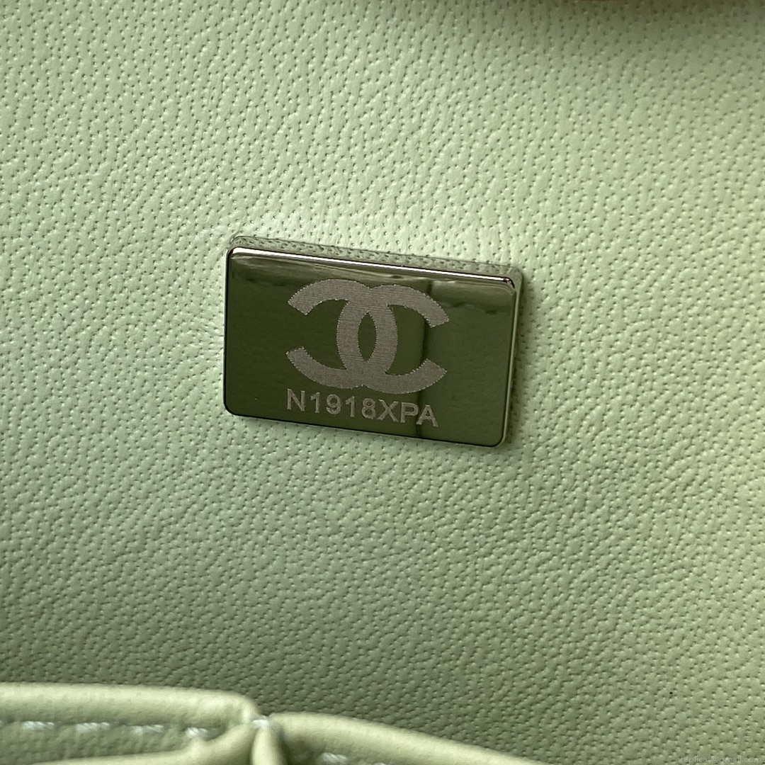 Chanel A01112 Flap Handbag Classic Bag Lambskin Light Green Silver