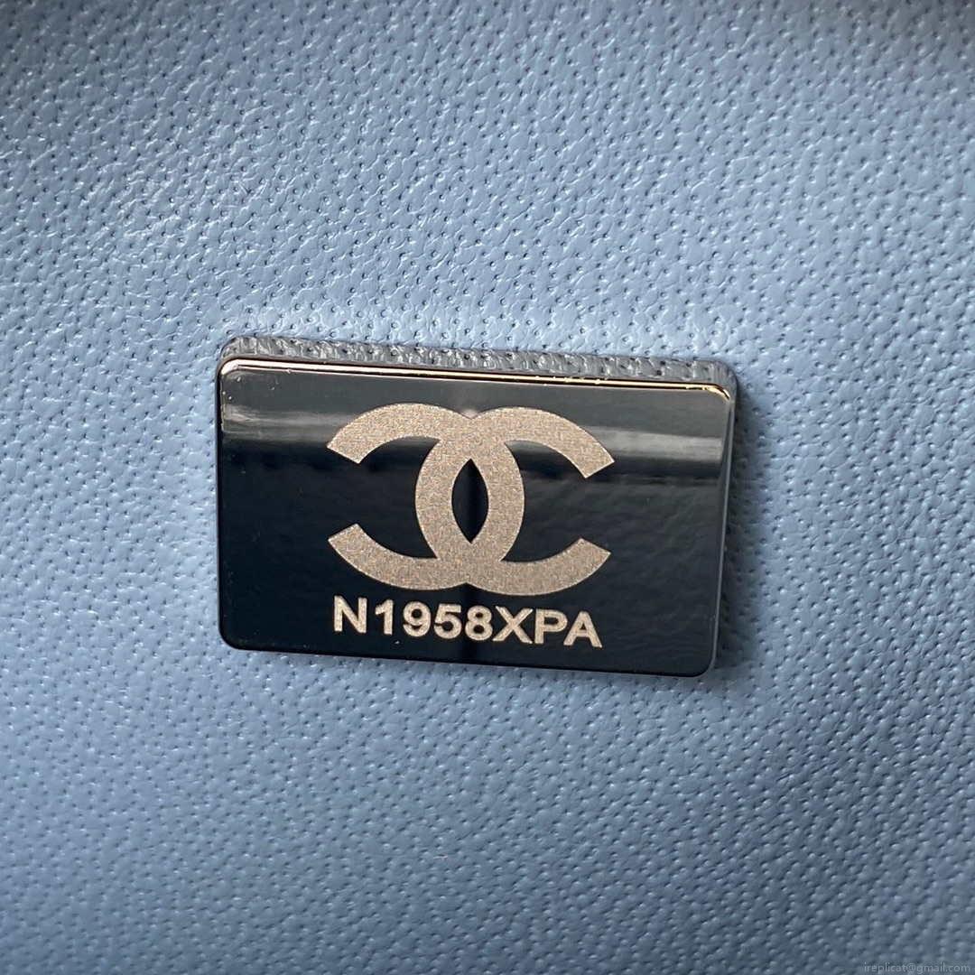 Chanel A01112 Flap Handbag Classic Bag Lambskin Sky Blue Silver