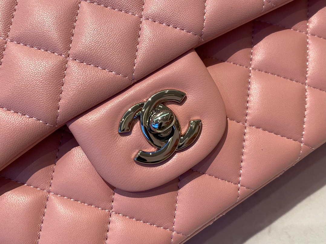 Chanel A01112 Flap Handbag Classic Bag Lambskin Pink Silver