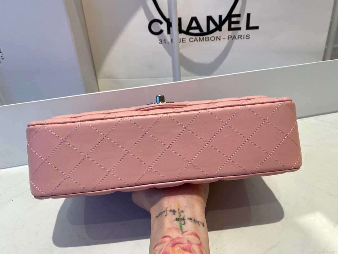 Chanel A01112 Flap Handbag Classic Bag Lambskin Pink Silver