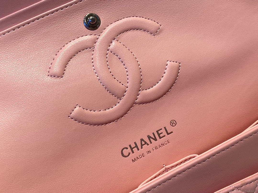 Chanel A01112 Flap Handbag Classic Bag Lambskin Pink Silver