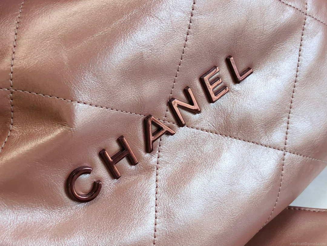 Chanel AS3260 22 Small Handbag Metallic Calfskin Pink Metal