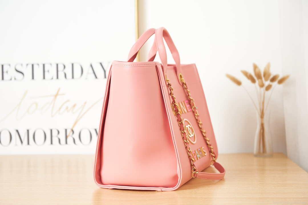 Chanel A66941 Large Shopping Bag Calfskin Coral Pink
