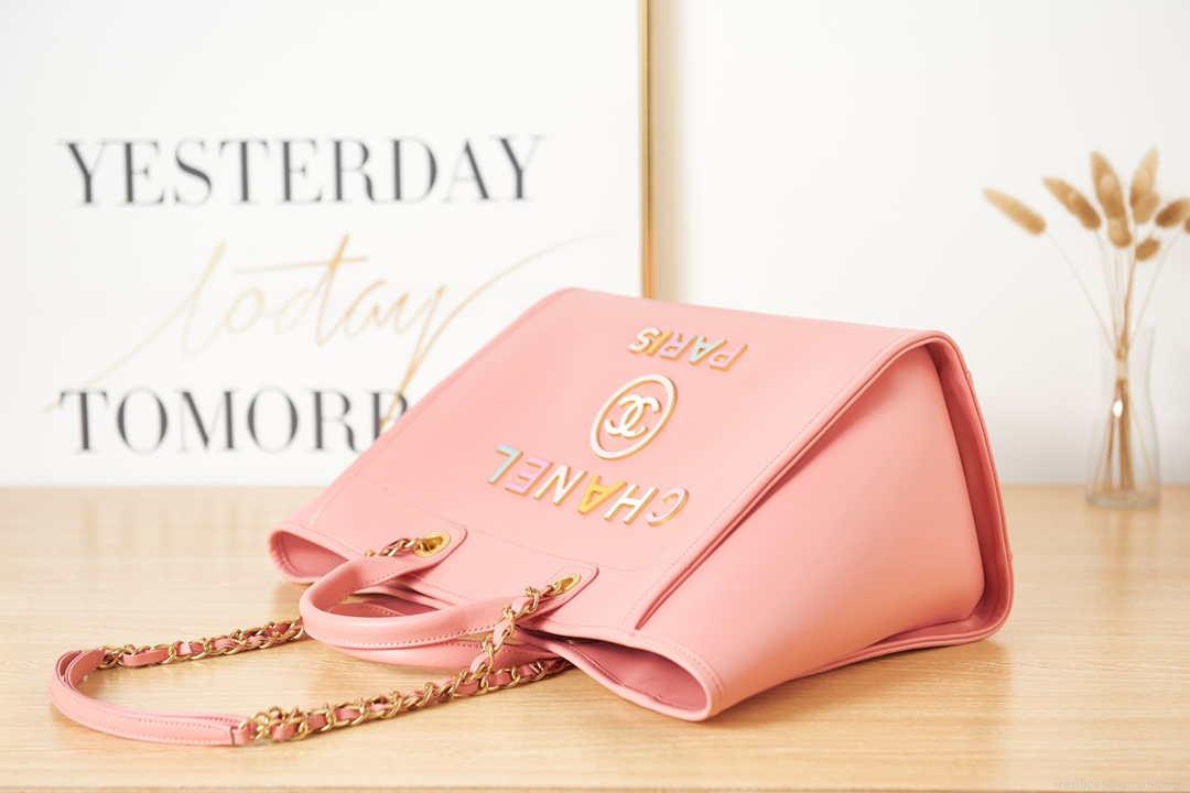 Chanel A66941 Large Shopping Bag Calfskin Coral Pink
