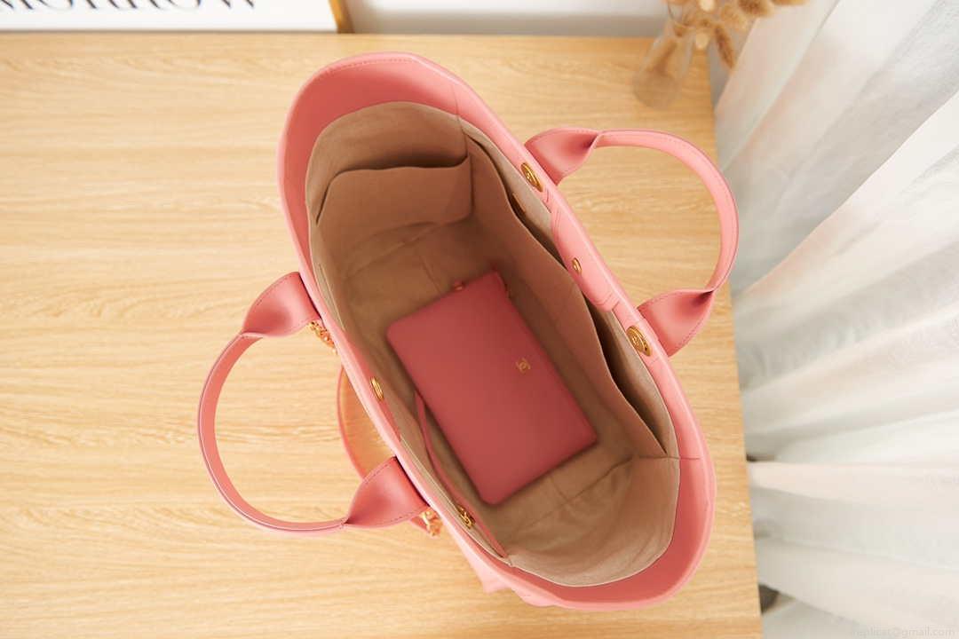 Chanel A66941 Large Shopping Bag Calfskin Coral Pink