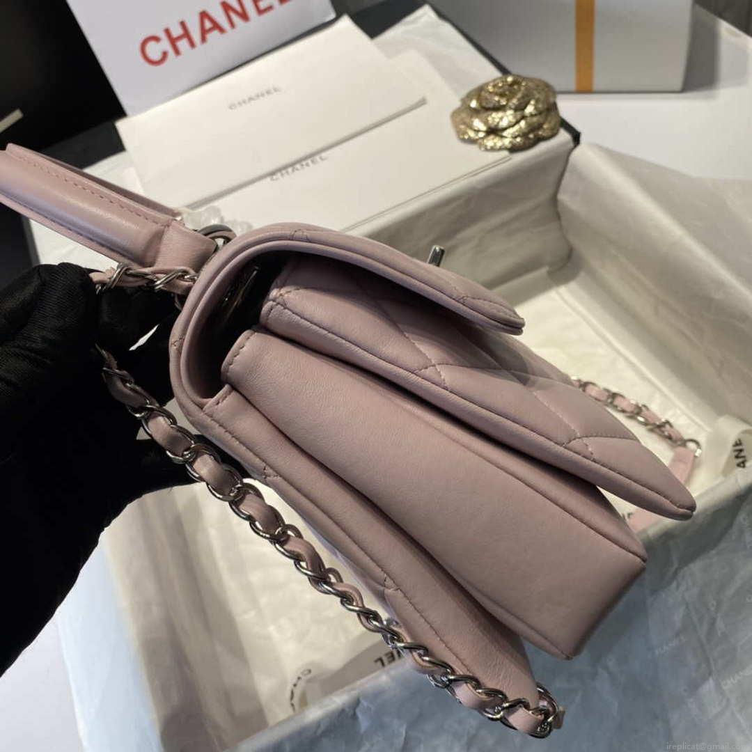 Chanel A92236 Flap Bag With Top Handle Lambskin & Gold-Tone Metal Pink
