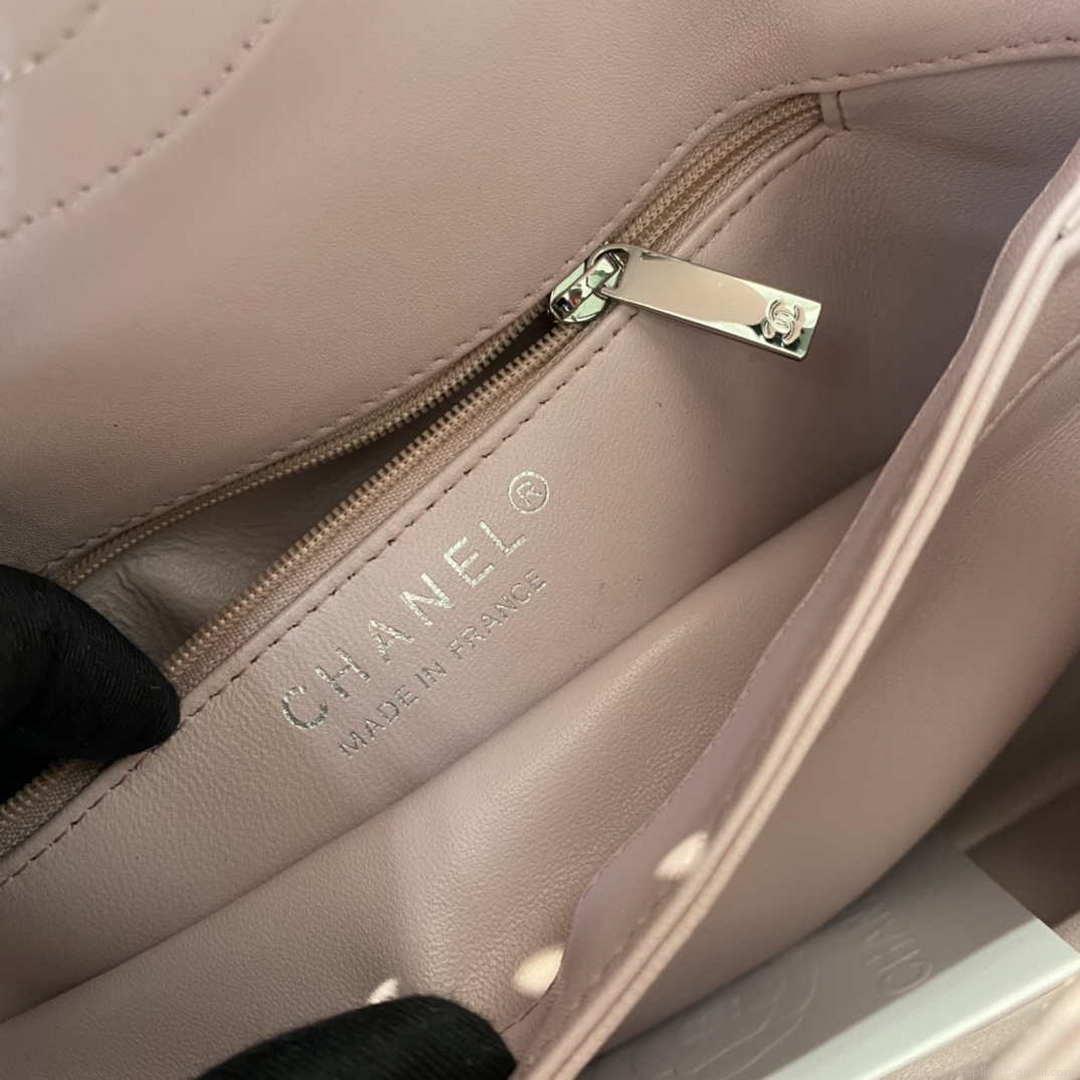 Chanel A92236 Flap Bag With Top Handle Lambskin & Gold-Tone Metal Pink