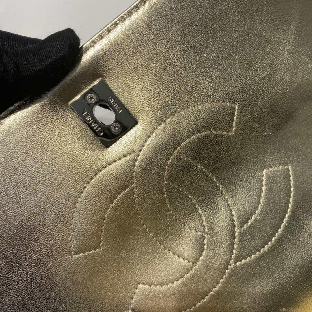 Chanel A92236 Flap Bag With Top Handle Lambskin & Gold-Tone Metal Gold