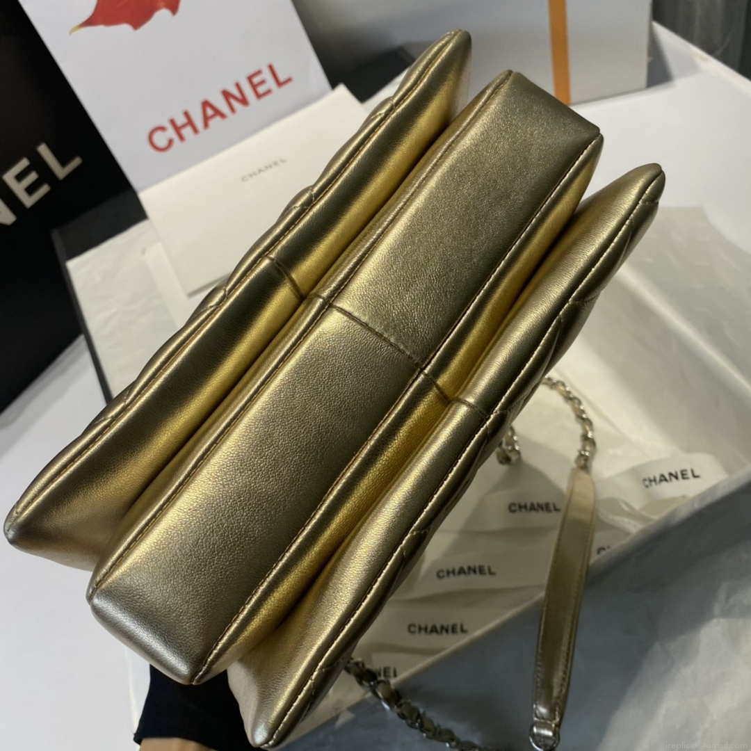 Chanel A92236 Flap Bag With Top Handle Lambskin & Gold-Tone Metal Gold