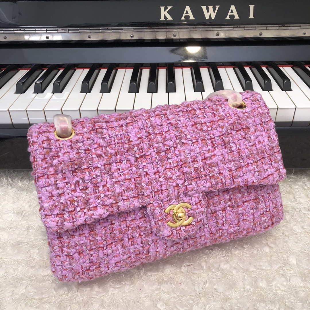 Chanel A01112 Flap Handbag Classic Bag Tweed Pink