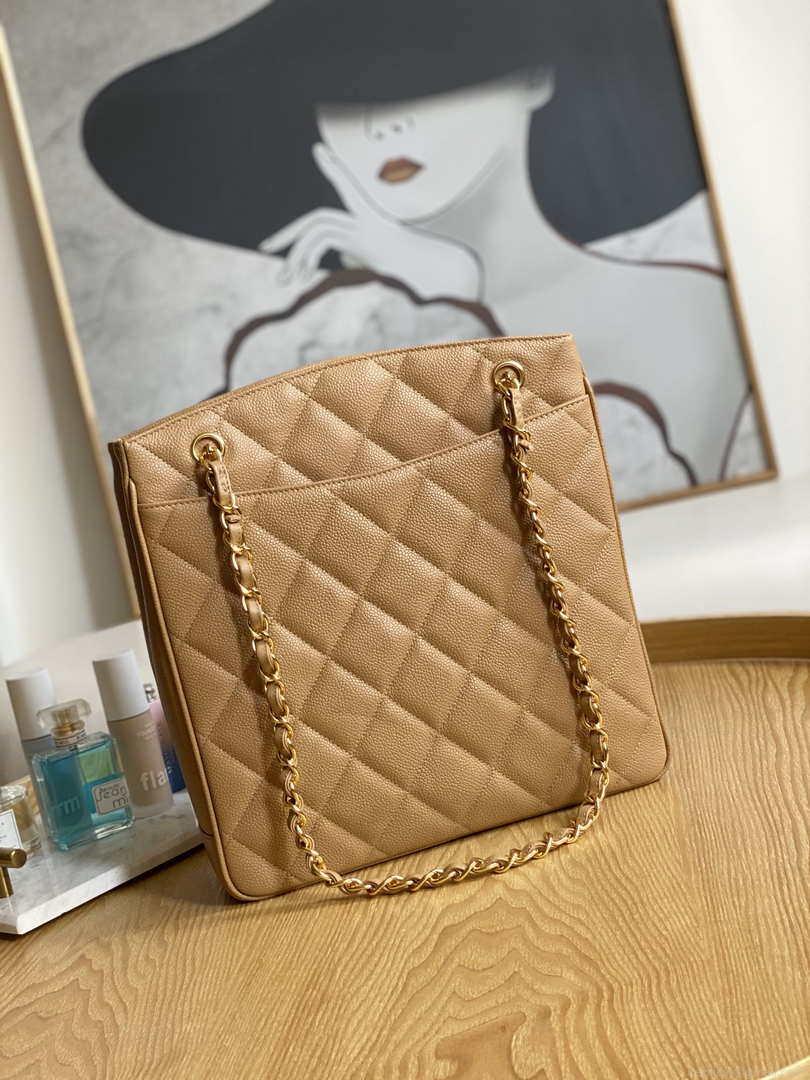 Chanel Vintage A98 Large Shopping Bag Calfskin Tan