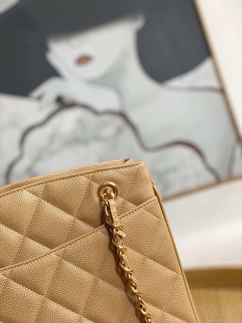 Chanel Vintage A98 Large Shopping Bag Calfskin Tan
