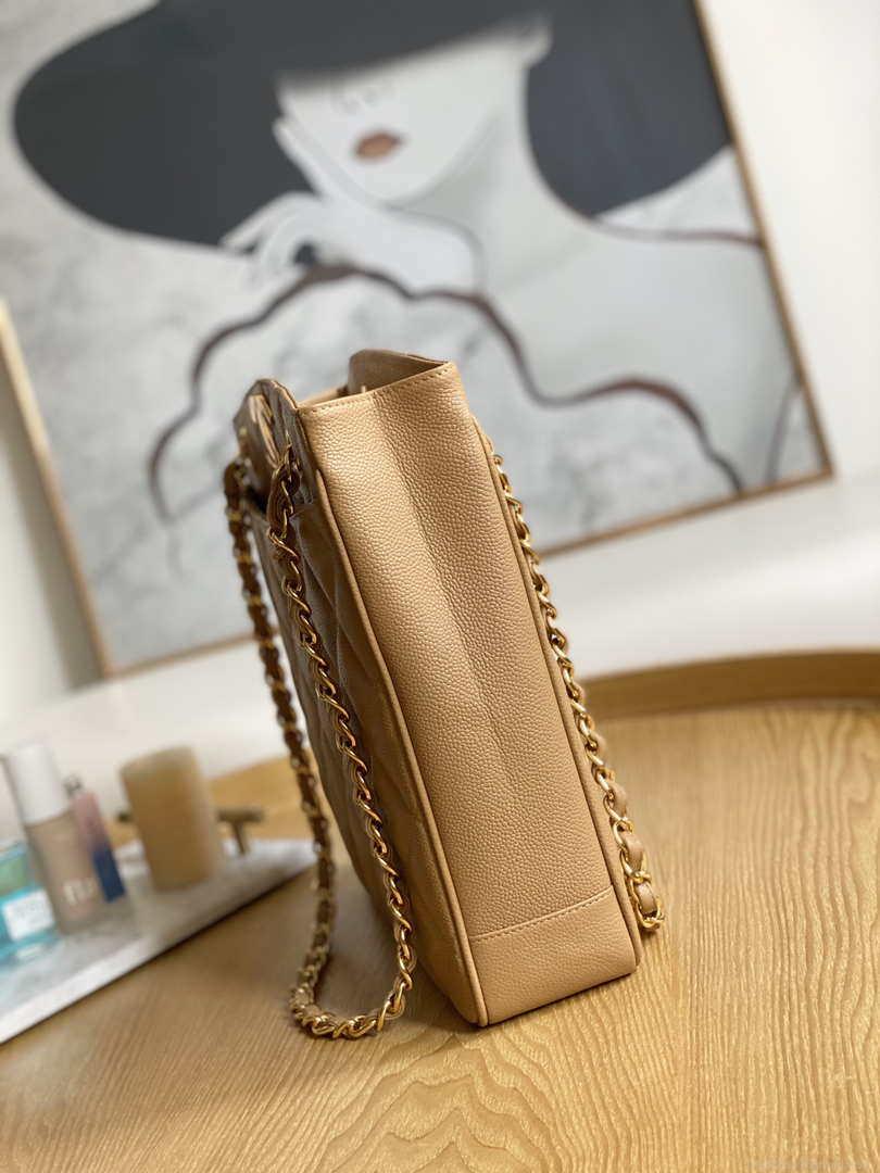 Chanel Vintage A98 Large Shopping Bag Calfskin Tan
