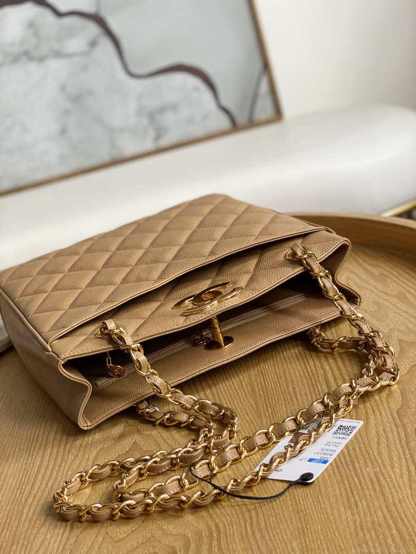 Chanel Vintage A98 Large Shopping Bag Calfskin Tan
