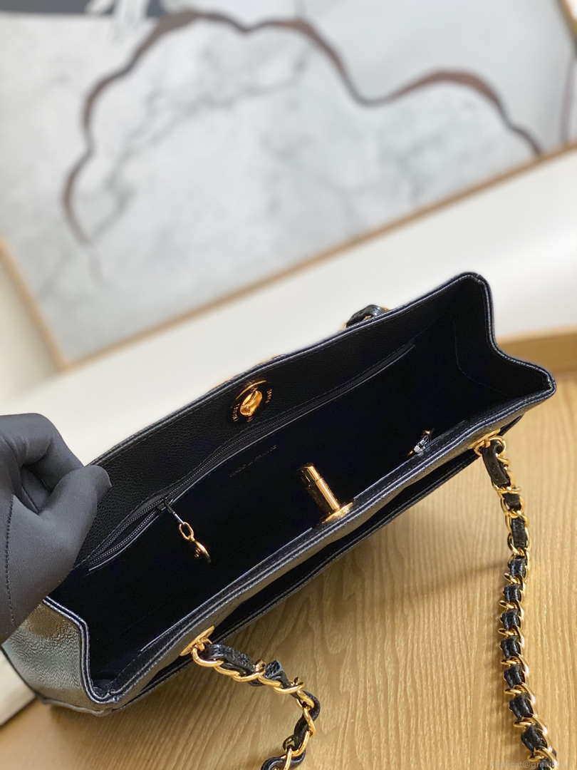 Chanel Vintage A98 Large Shopping Bag Calfskin Black