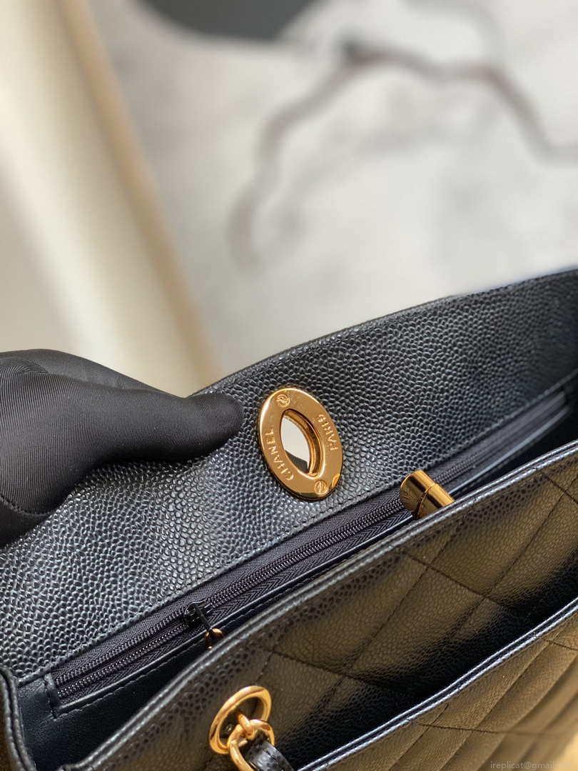 Chanel Vintage A98 Large Shopping Bag Calfskin Black