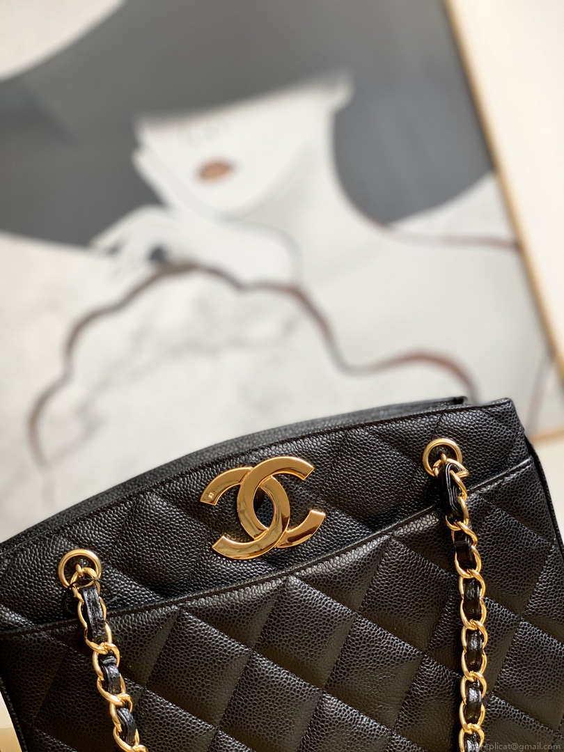 Chanel Vintage A97 Medium Shopping Bag Calfskin Black