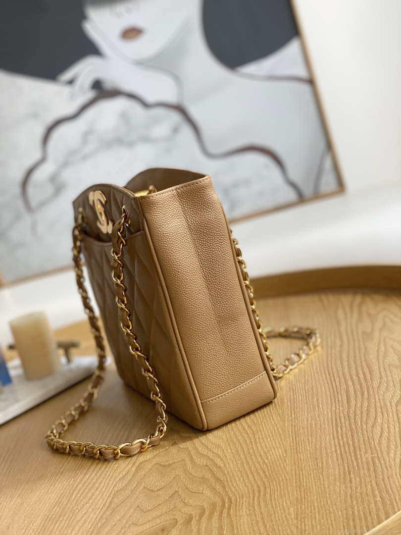Chanel Vintage A97 Medium Shopping Bag Calfskin Tan