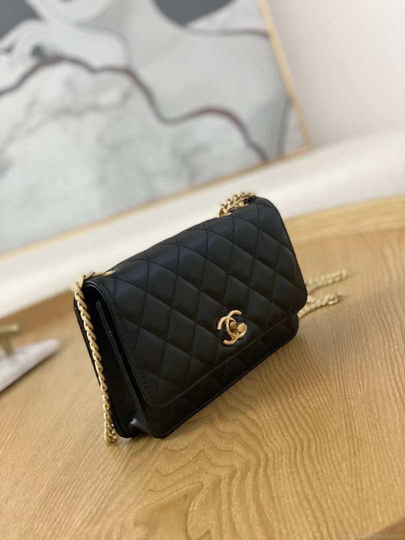 Chanel AP3043 WALLET ON CHAIN Lambskin & Gold-Tone Metal Black