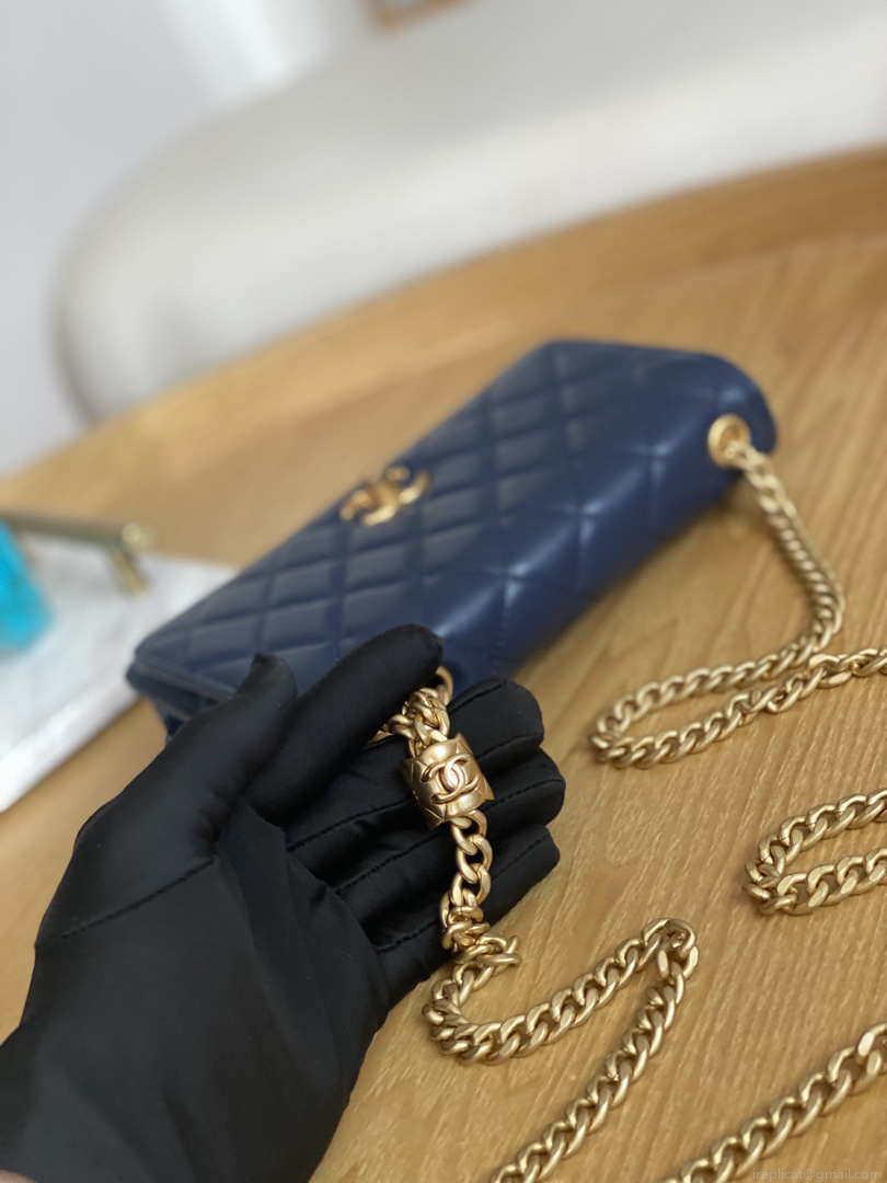 Chanel AP3043 WALLET ON CHAIN Lambskin & Gold-Tone Metal Blue