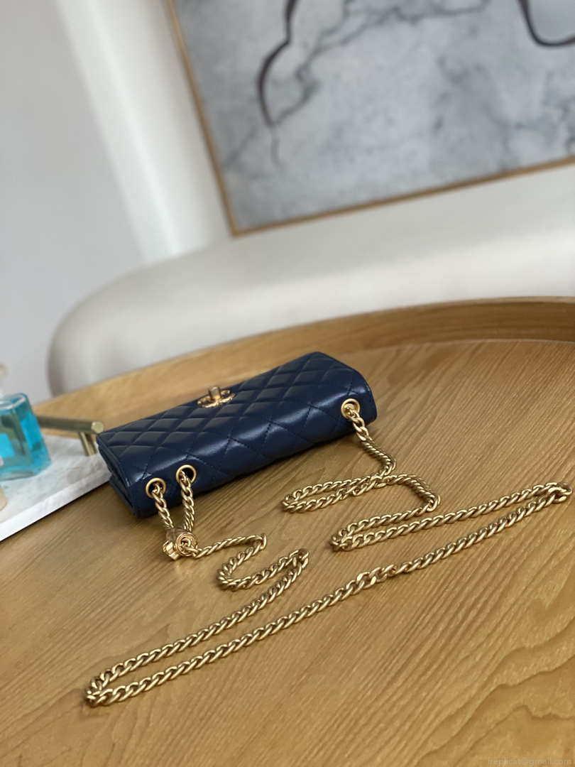 Chanel AP3043 WALLET ON CHAIN Lambskin & Gold-Tone Metal Blue