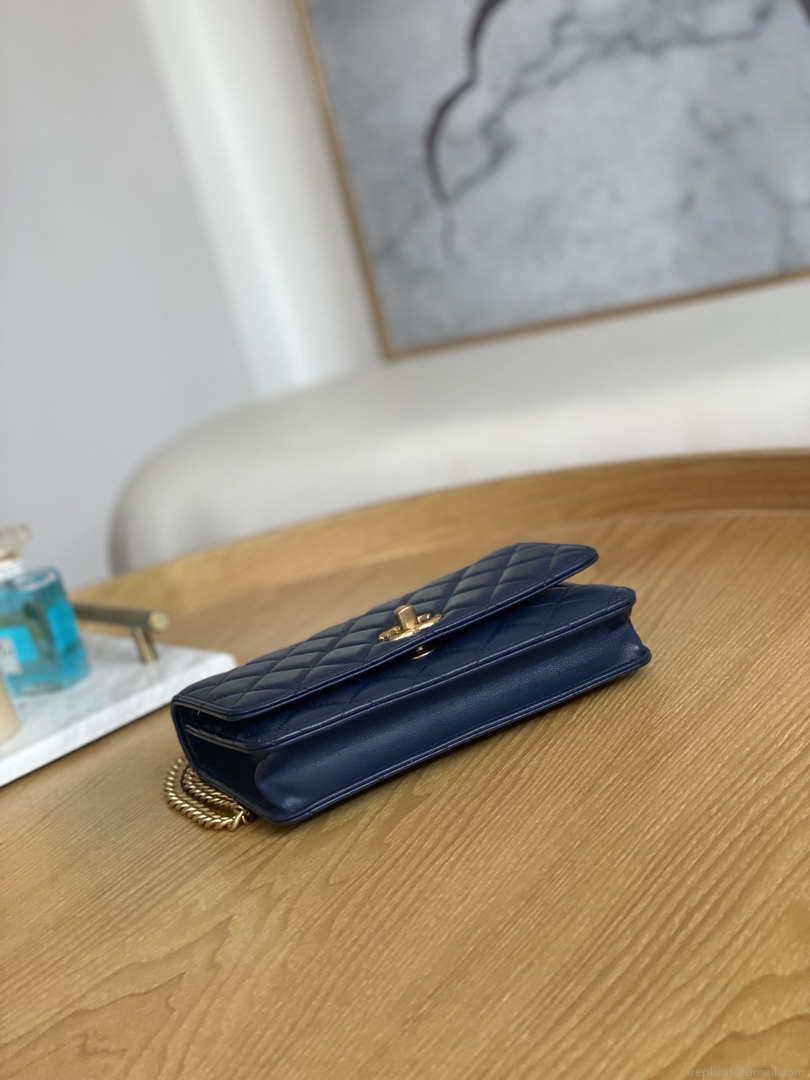 Chanel AP3043 WALLET ON CHAIN Lambskin & Gold-Tone Metal Blue