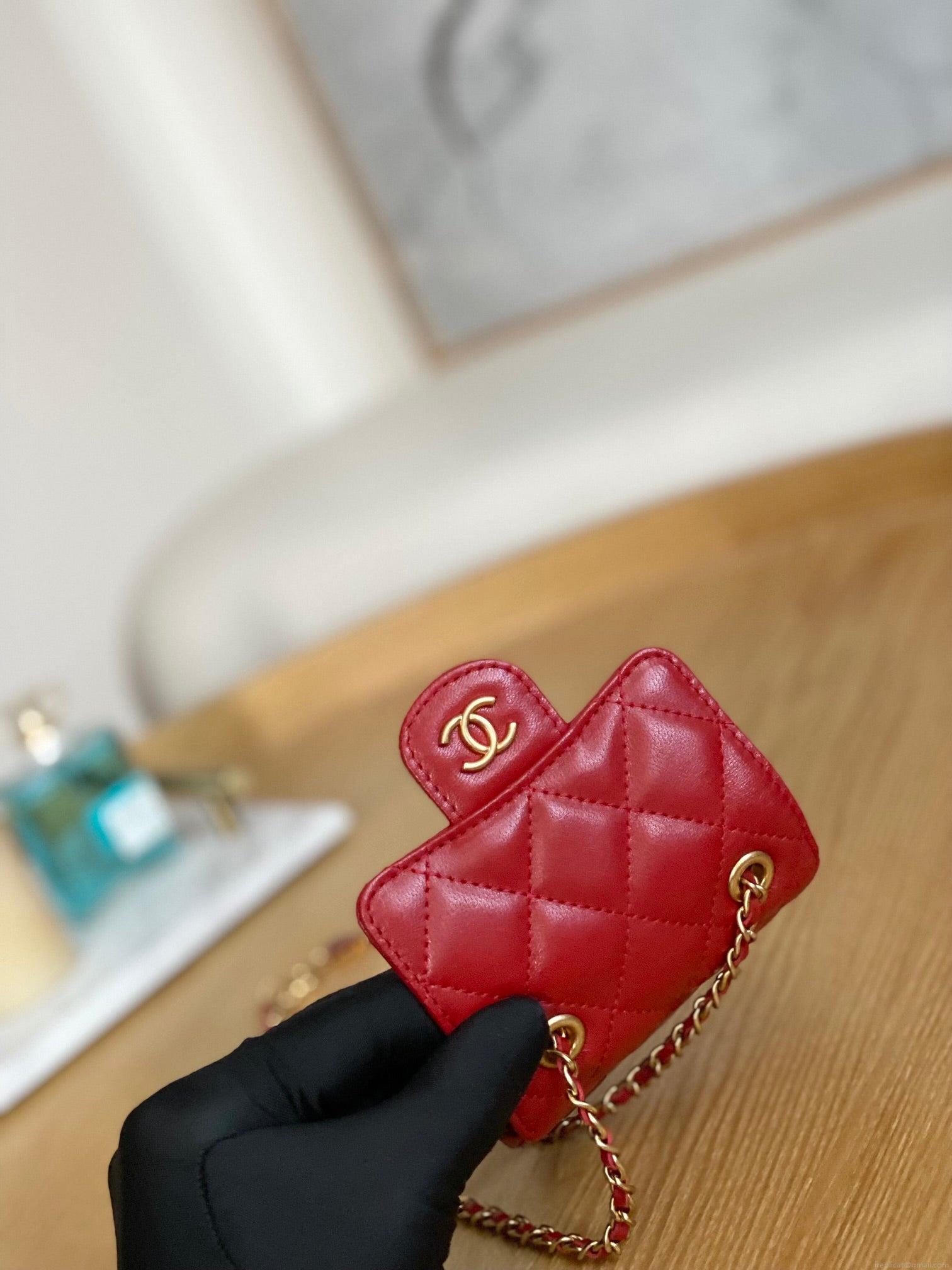Chanel AP3037 BELT Bag Lambskin Enamel & Gold-Tone Metal Red