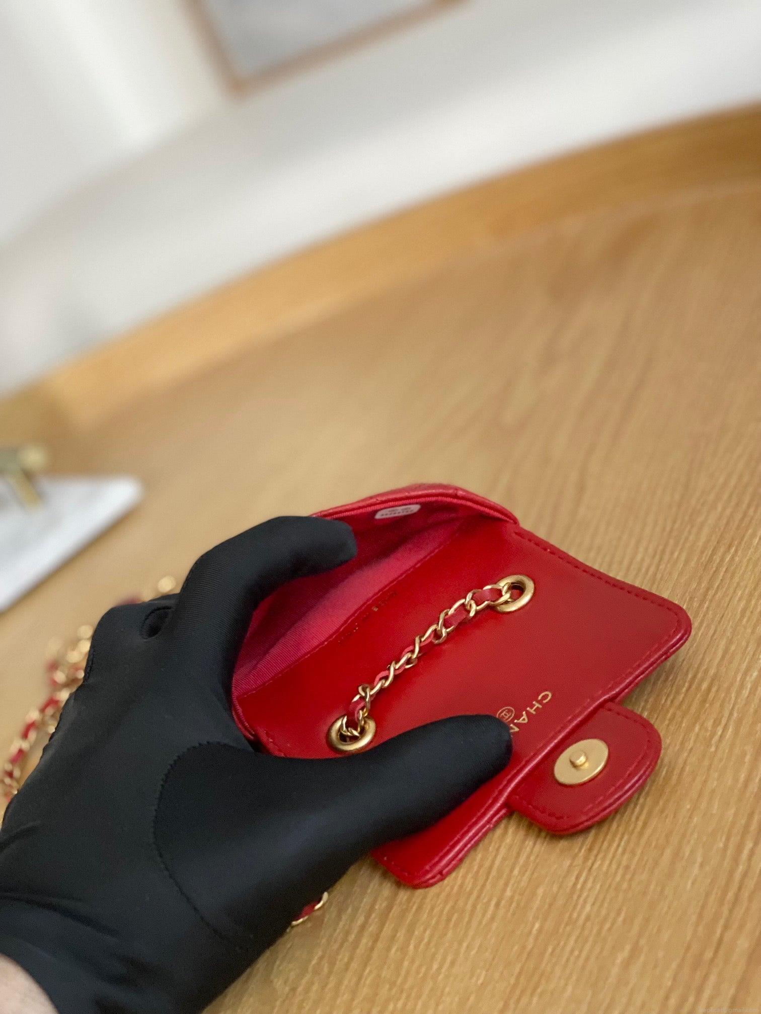 Chanel AP3037 BELT Bag Lambskin Enamel & Gold-Tone Metal Red