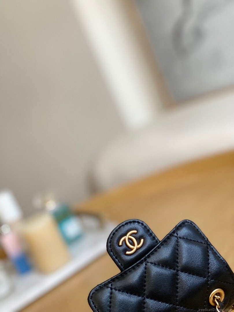 Chanel AP3037 BELT Bag Lambskin Enamel & Gold-Tone Metal Black