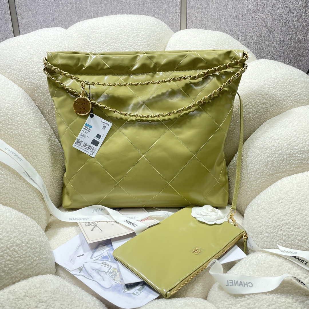 Chanel 22 Handbag Shiny Calfskin AS3261 Light Green