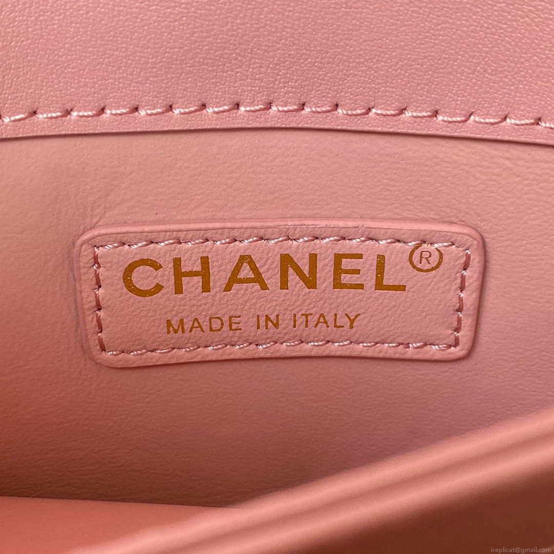 Chanel Small Flap Bag With top Handle Calfskin CC AS2680 Pink